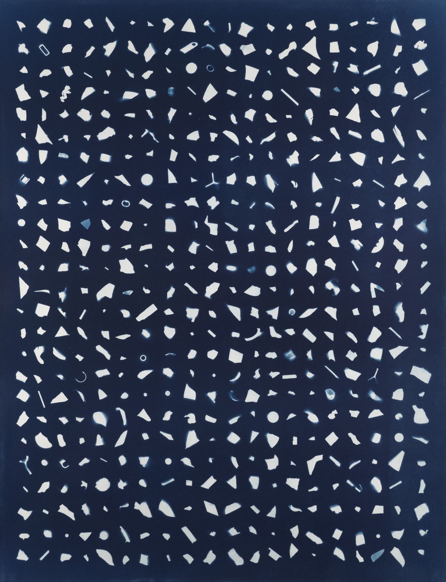 500 pieces of plastic, Wijk aan Zee (NL), North Sea #1, 2018 Cyanotype, 73 x 56 cm